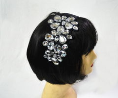 包郵熱賣(mài)新款水鉆頭箍 韓版高檔水晶玻璃寬邊發(fā)箍，引領(lǐng)歐美手工發(fā)飾風(fēng)尚